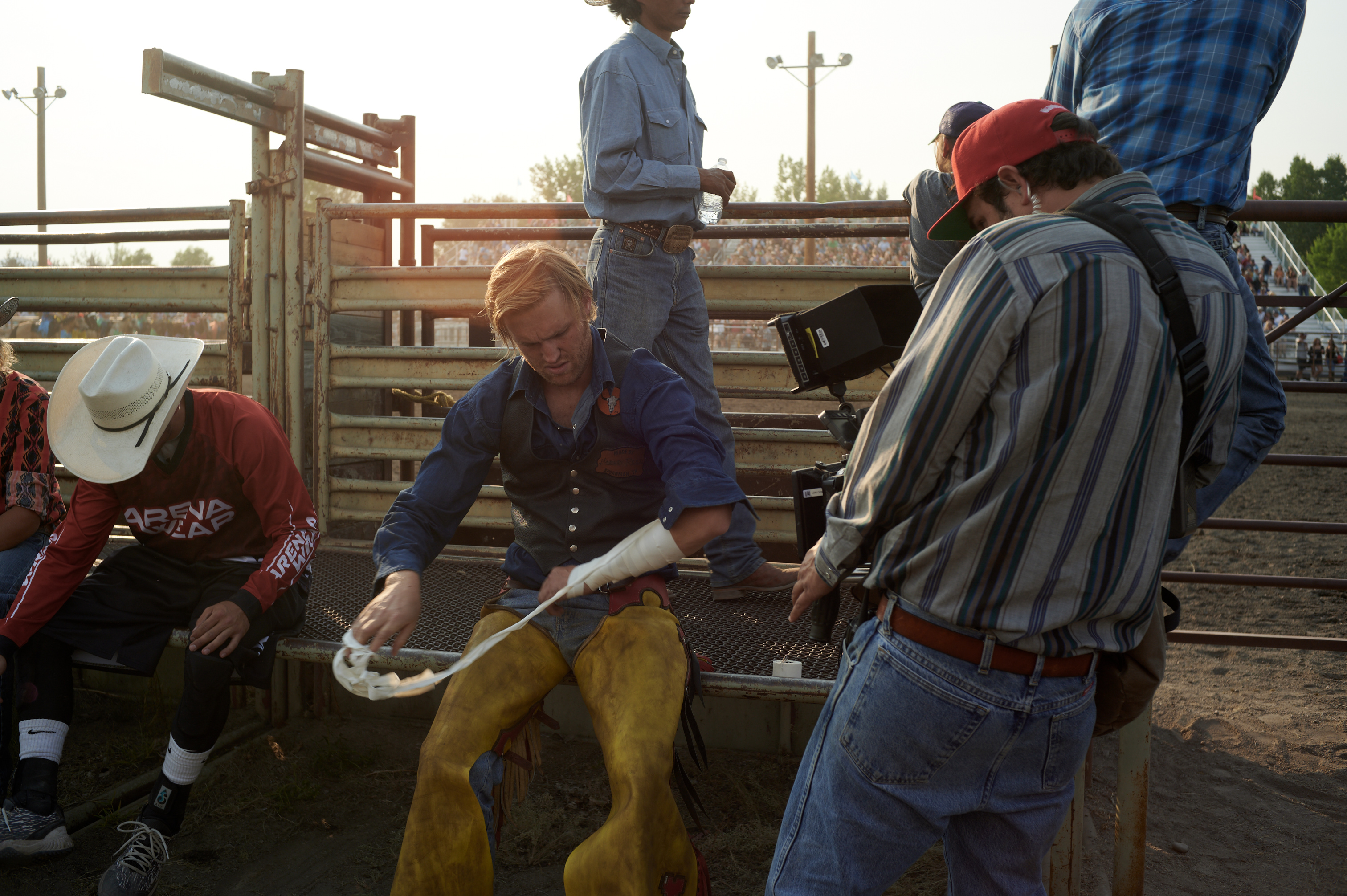 Wyatt Russell on the set of Broke (2025)