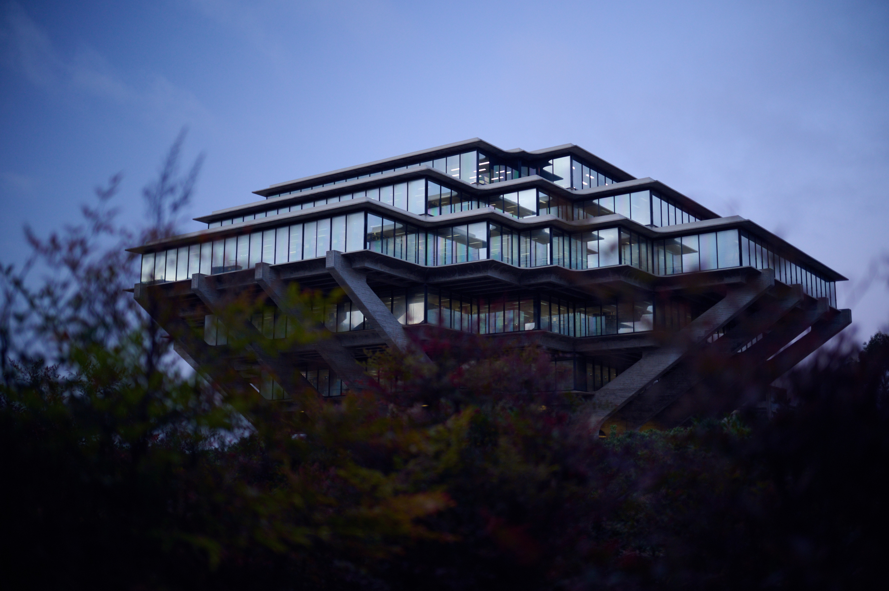 UCSD library at dusk